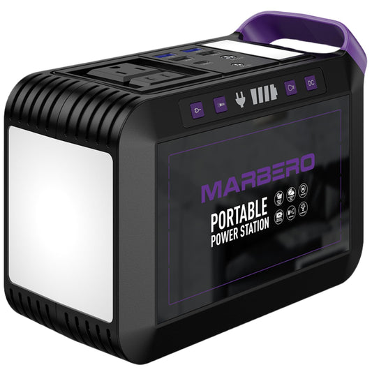 MARBERO Portable Power Station 200W Solar Generator 172WH Camping Power Bank with AC Outlet 110V, DC, USB Mini Generator Portable Multifunctional LED Flashlight for CPAP Home Outdoor Trip Power Outage