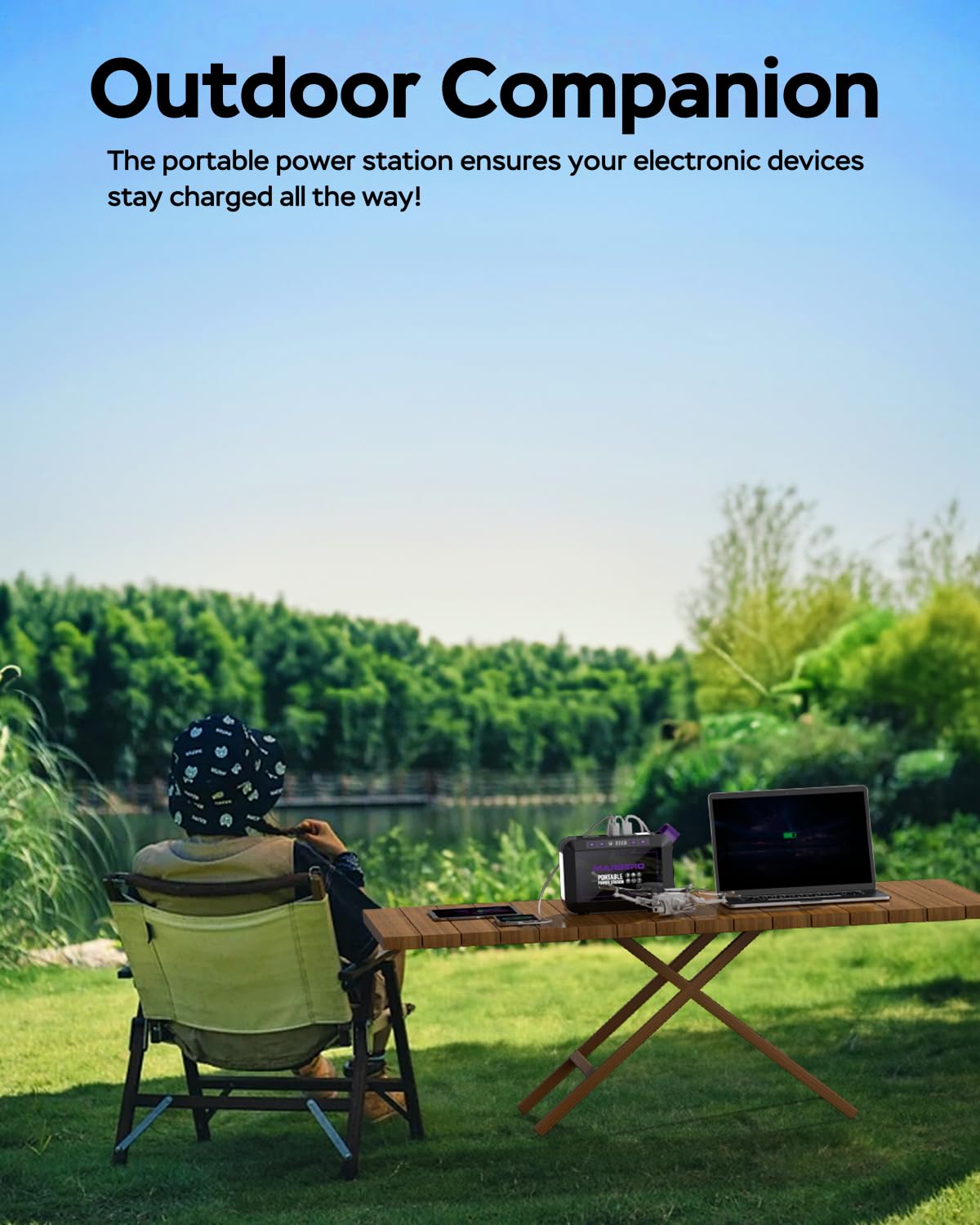 MARBERO Portable Power Station 200W Solar Generator 172WH Camping Power Bank with AC Outlet 110V, DC, USB Mini Generator Portable Multifunctional LED Flashlight for CPAP Home Outdoor Trip Power Outage