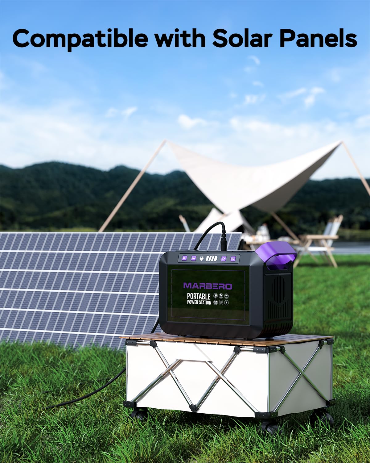 MARBERO Portable Power Station 200W Solar Generator 172WH Camping Power Bank with AC Outlet 110V, DC, USB Mini Generator Portable Multifunctional LED Flashlight for CPAP Home Outdoor Trip Power Outage