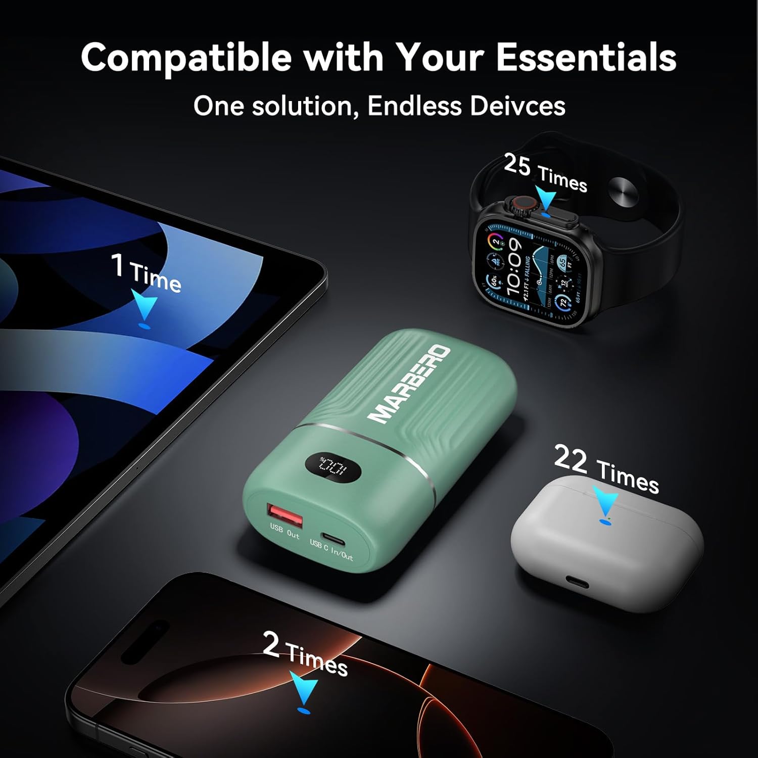 MARBERO 10000mAh Mini Power Bank P10A