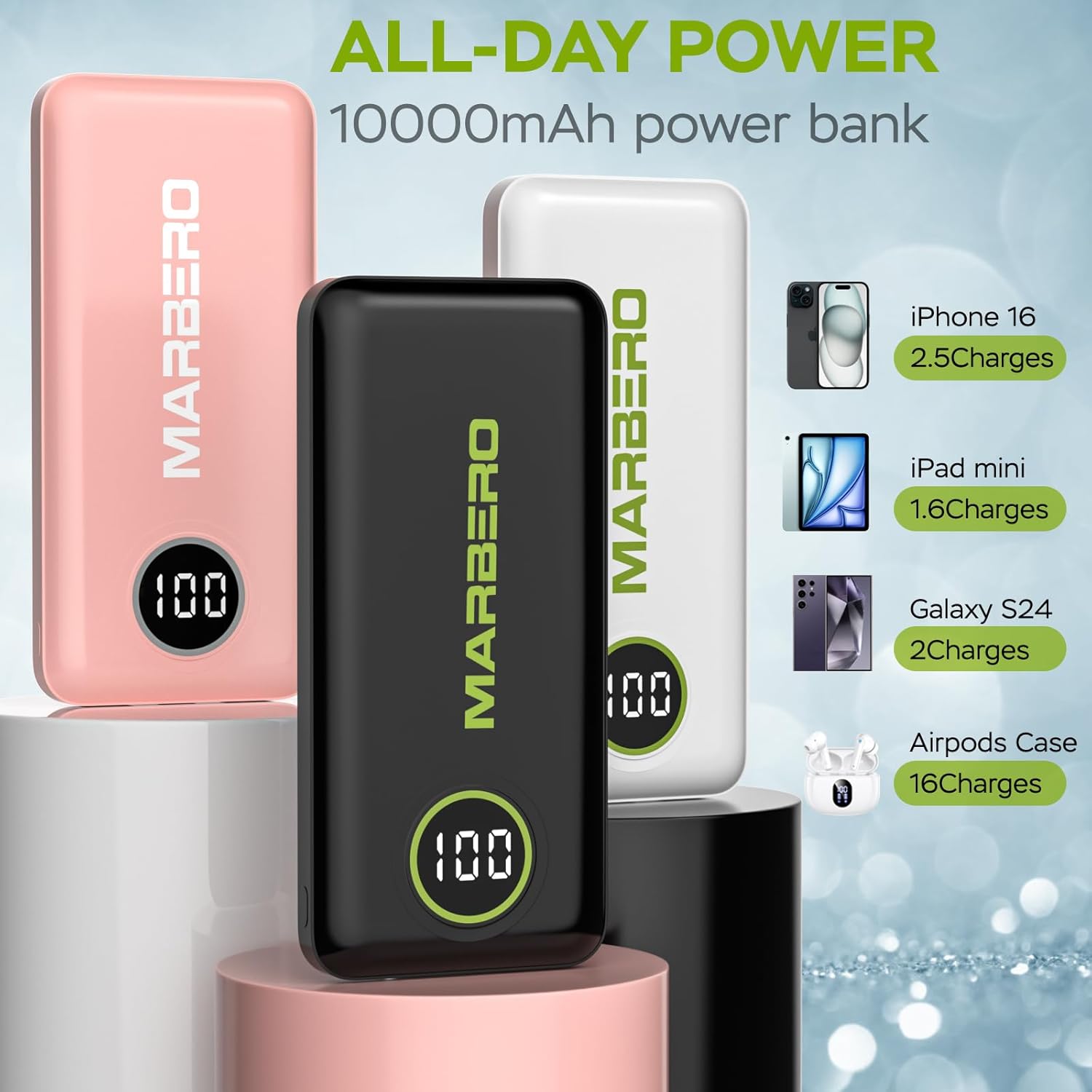 MARBERO 10000mAh Mini Power Bank V18