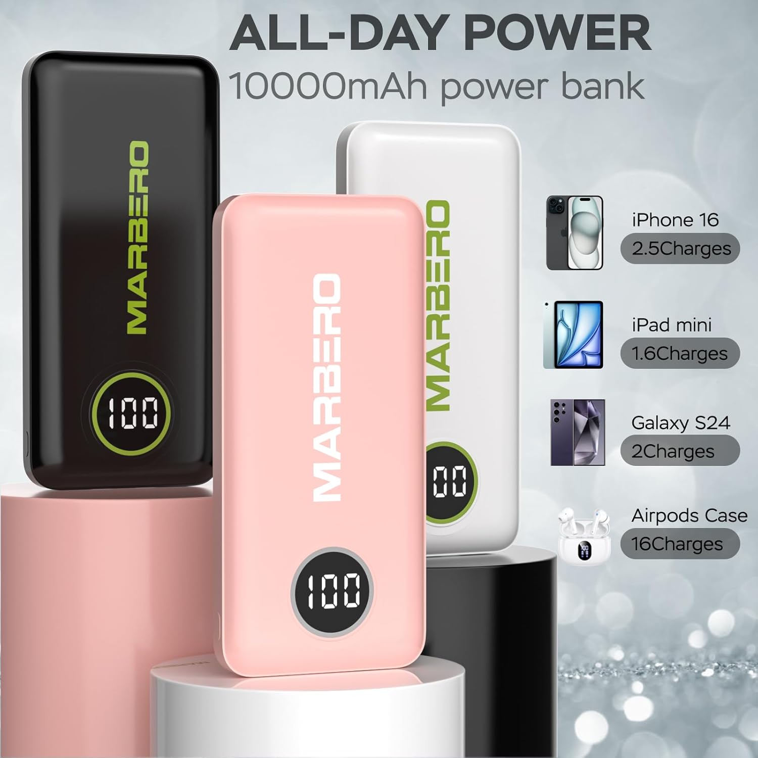 MARBERO 10000mAh Mini Power Bank V18