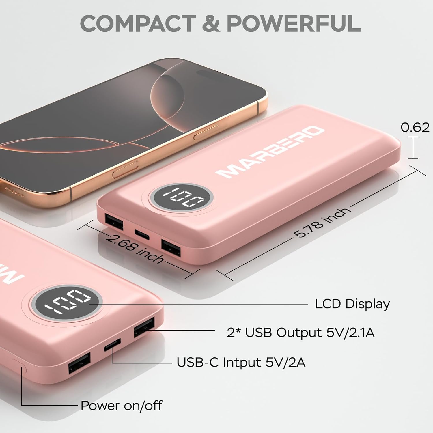 MARBERO 10000mAh Mini Power Bank V18