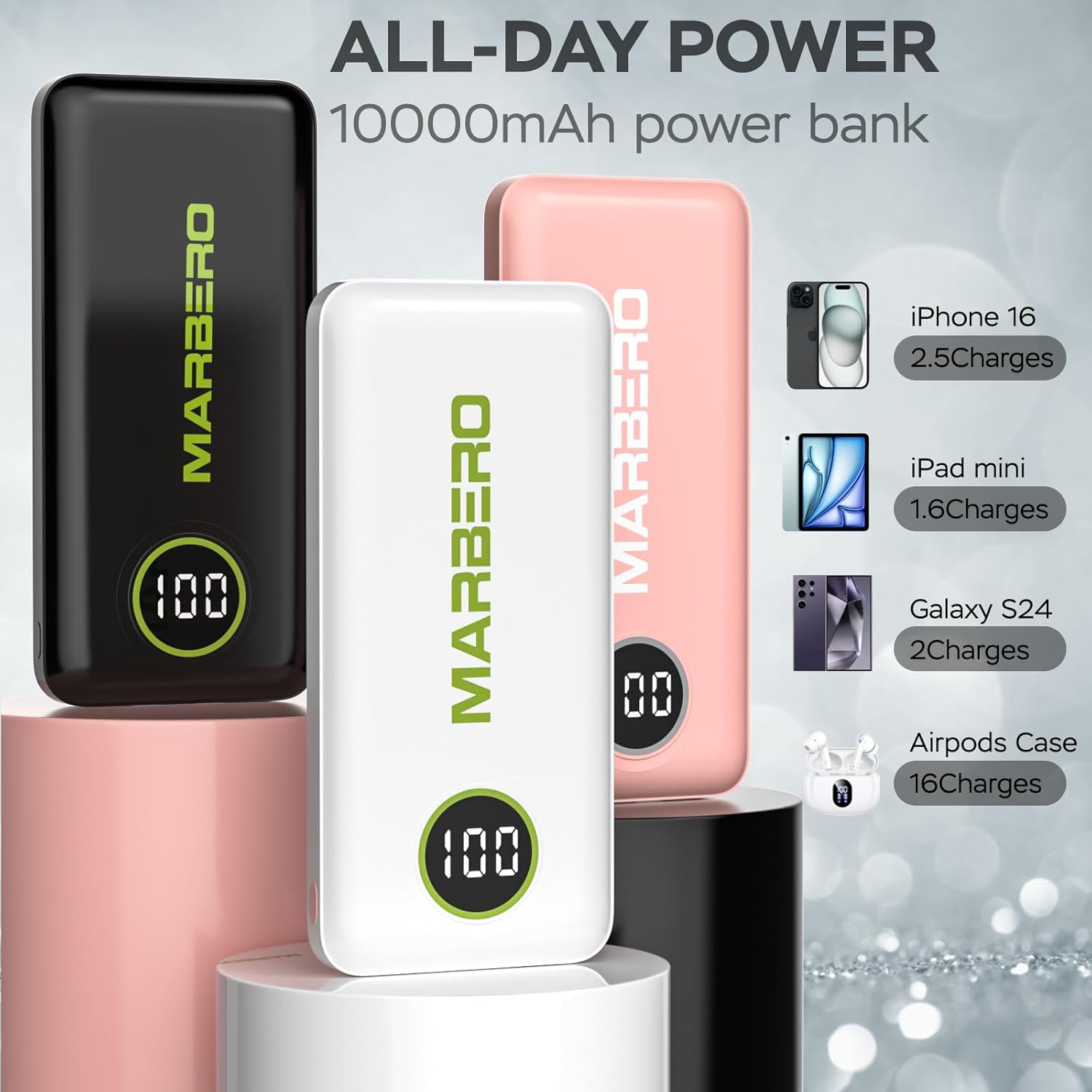 MARBERO 10000mAh Mini Power Bank V18