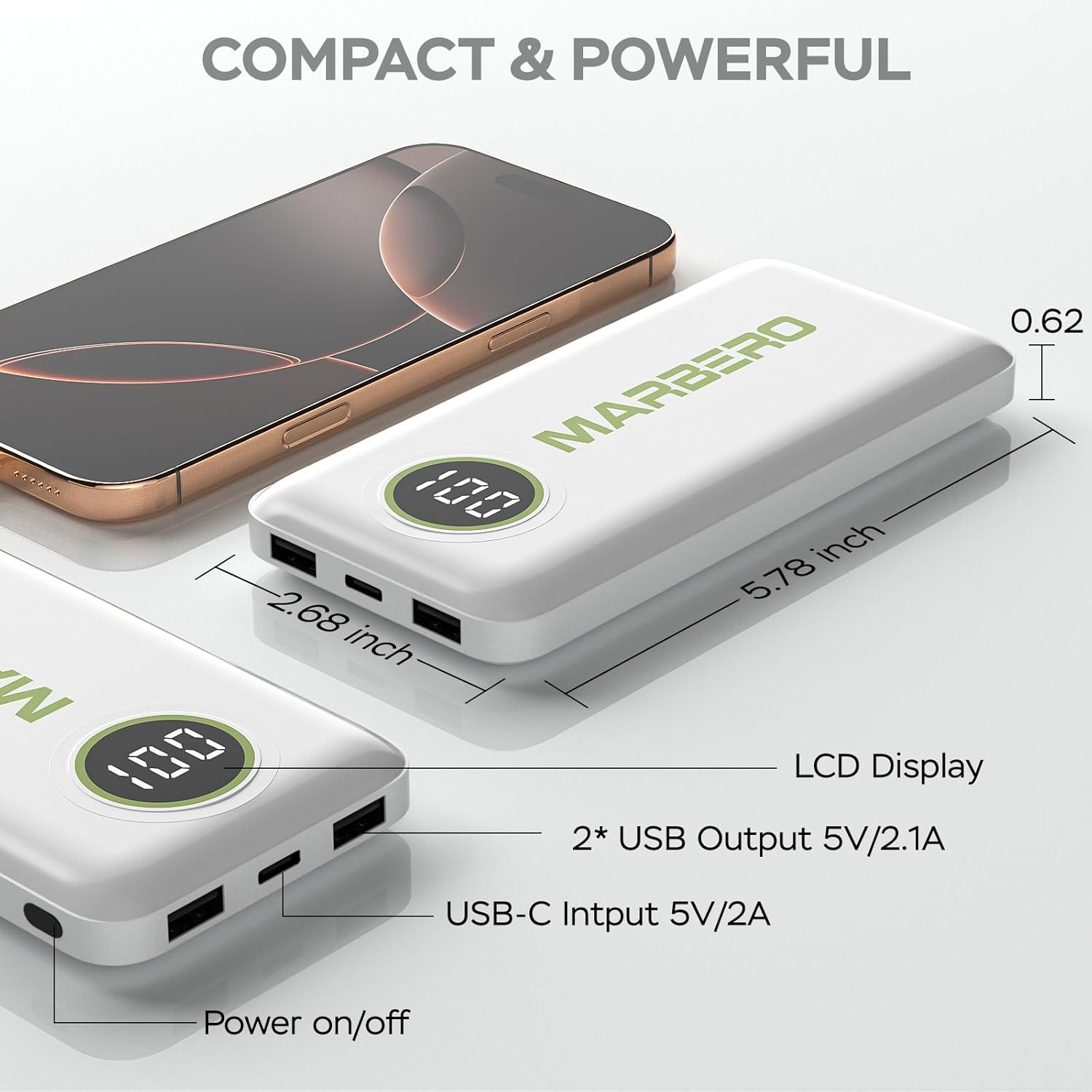 MARBERO 10000mAh Mini Power Bank V18