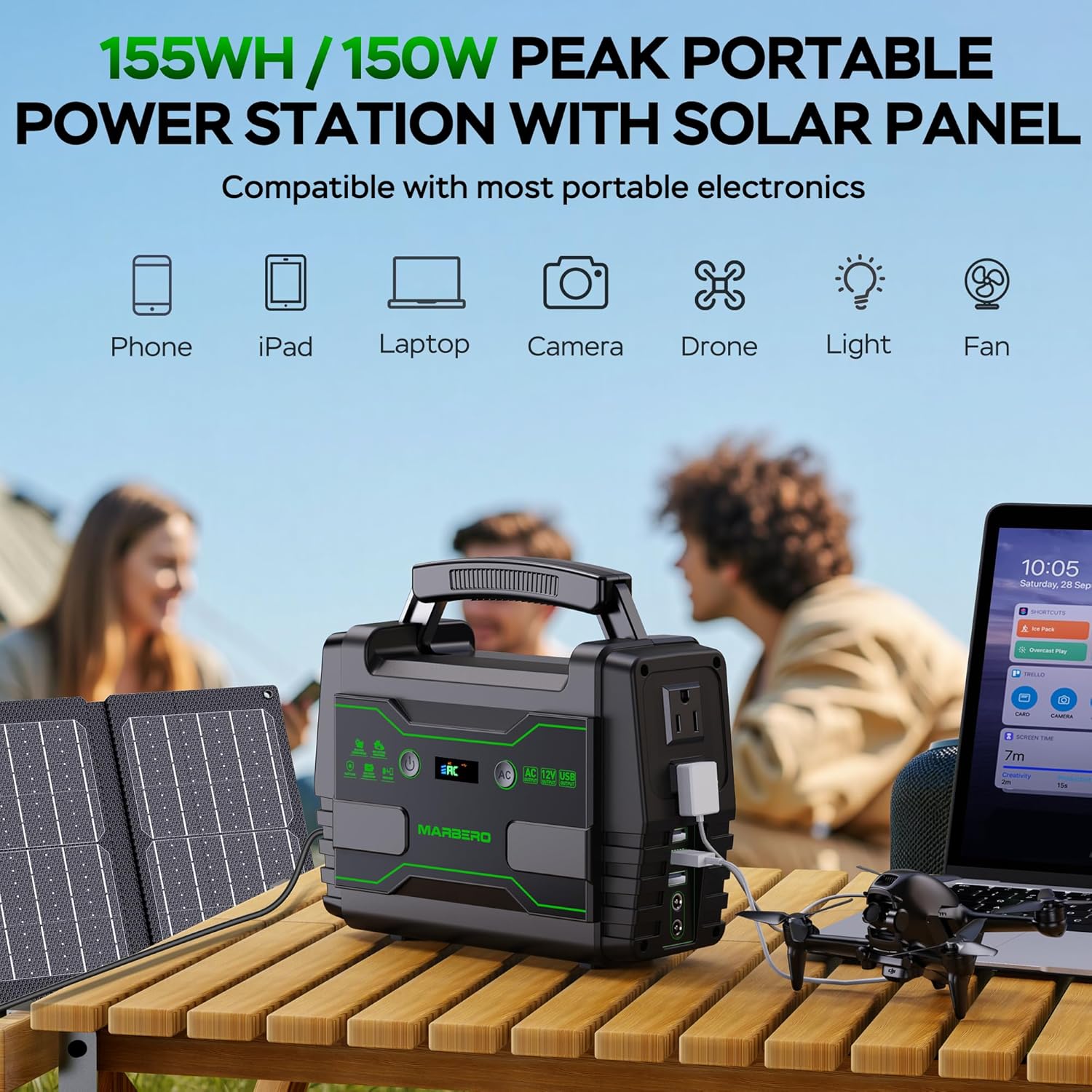 MARBERO 100W Solar Generator with 30W Solar Panel