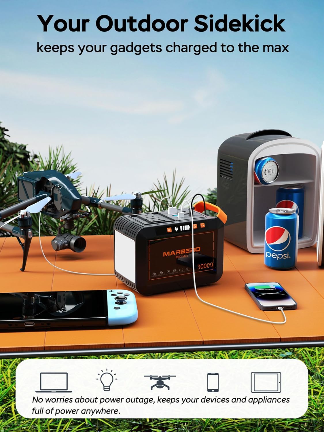 MARBERO 111Wh Solar Generator with 30W Solar Panel Included