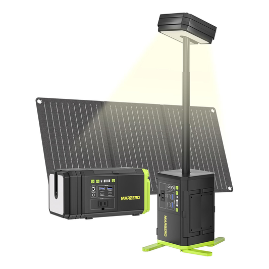 MARBERO 118Wh Solar Generator with Telescopic Camping Lights (30W Solar Panel Included)