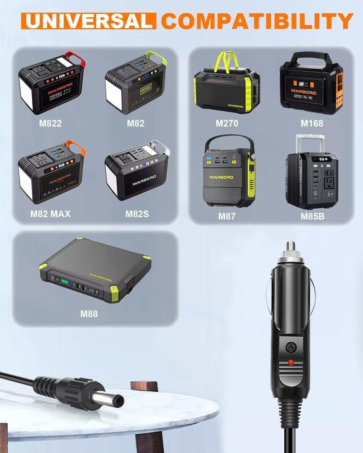 MARBERO 12V/24V DC Car Charger Cable