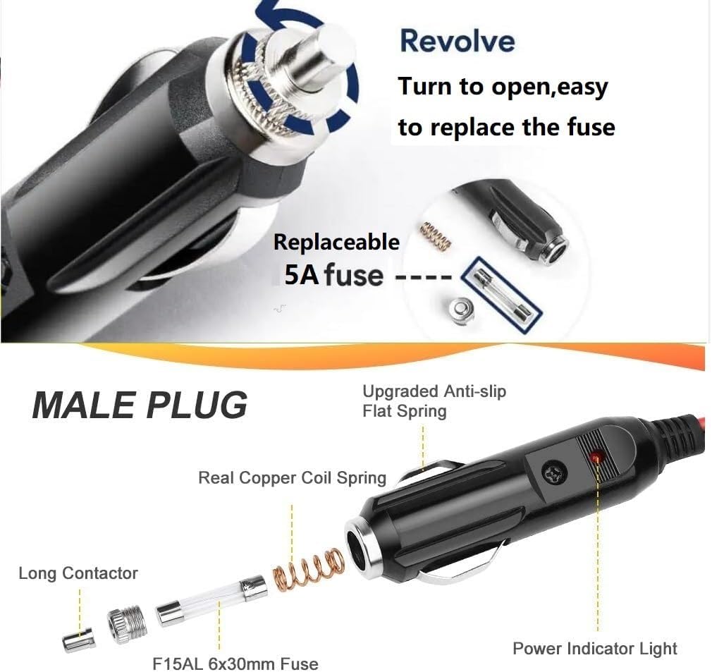 MARBERO 12V/24V DC Car Charger Cable