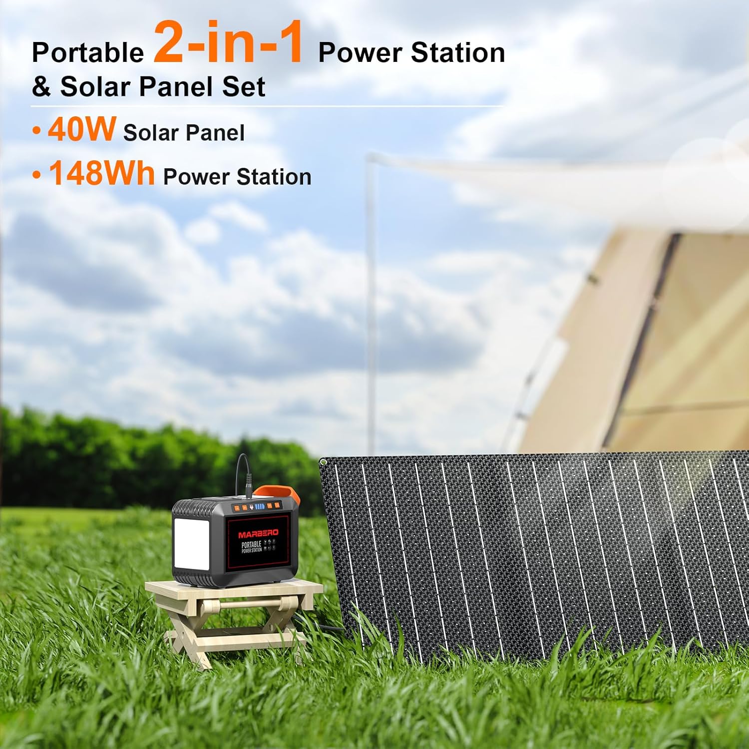 MARBERO 148Wh Solar Generator with Solar Panel 40W Included