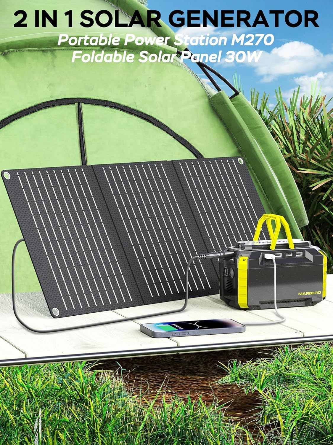 MARBERO 150Wh Solar Generator with 30W Solar Panel Included