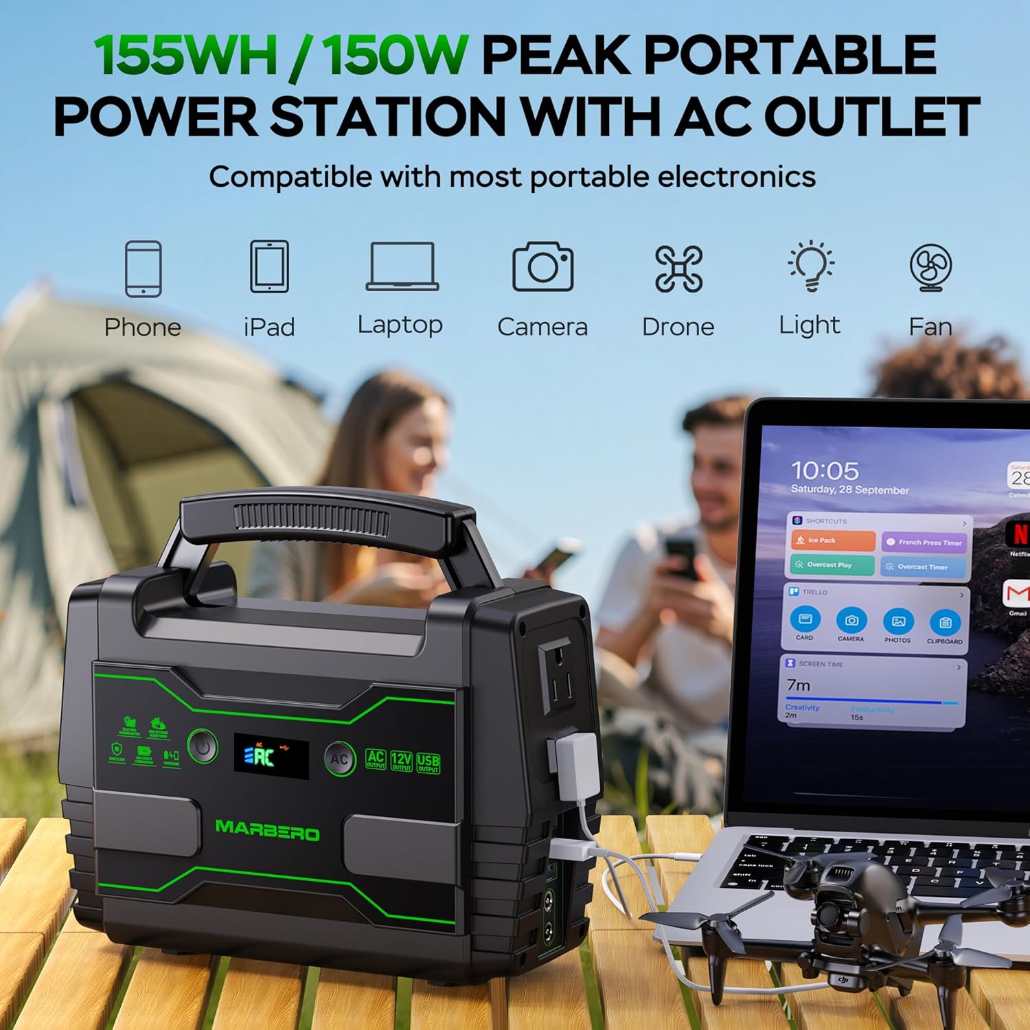 MARBERO 155Wh 100W Portable Power Station
