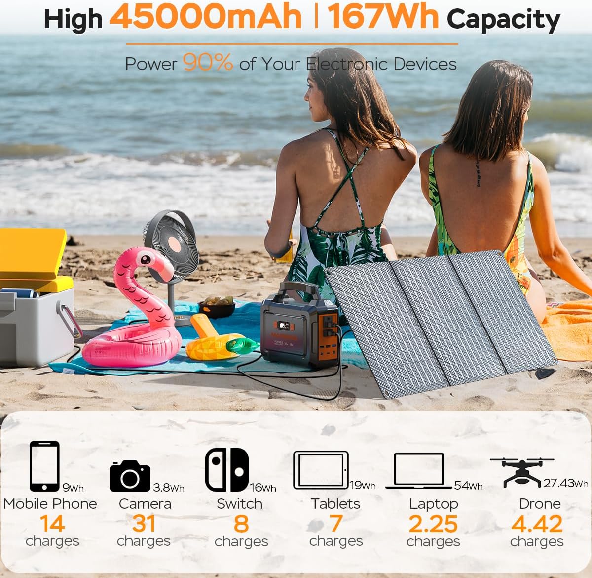 MARBERO 167Wh Solar Generator with 30W Solar Panel