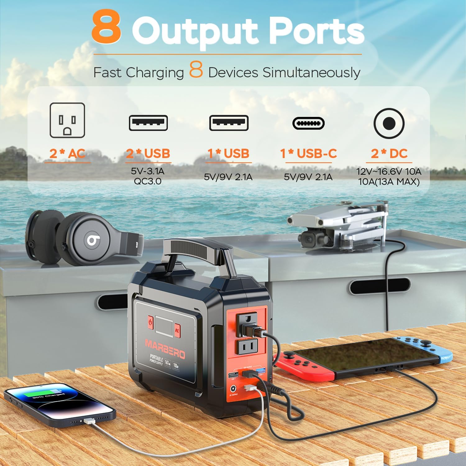 MARBERO 167Wh Solar Generator with 30W Solar Panel