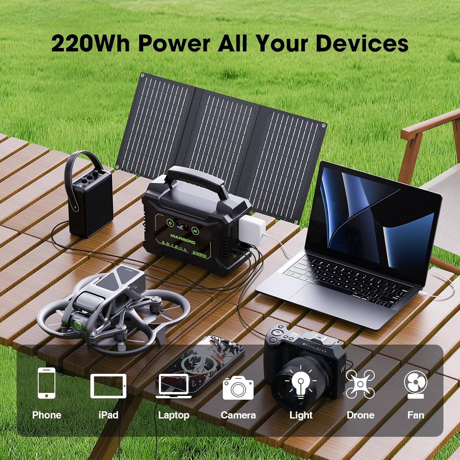 MARBERO 200W Solar Generator with 40W Solar Panel