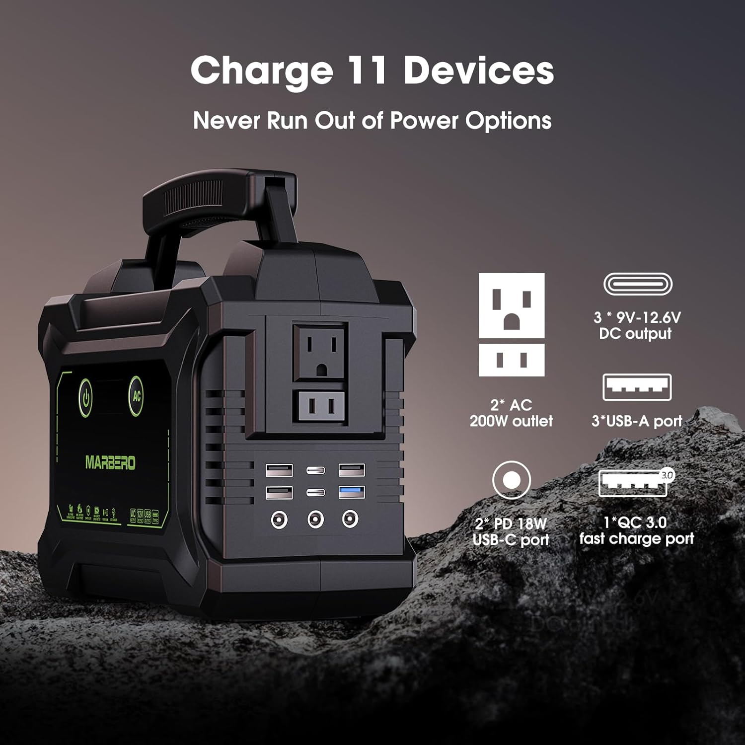 MARBERO 200W Solar Generator with 40W Solar Panel