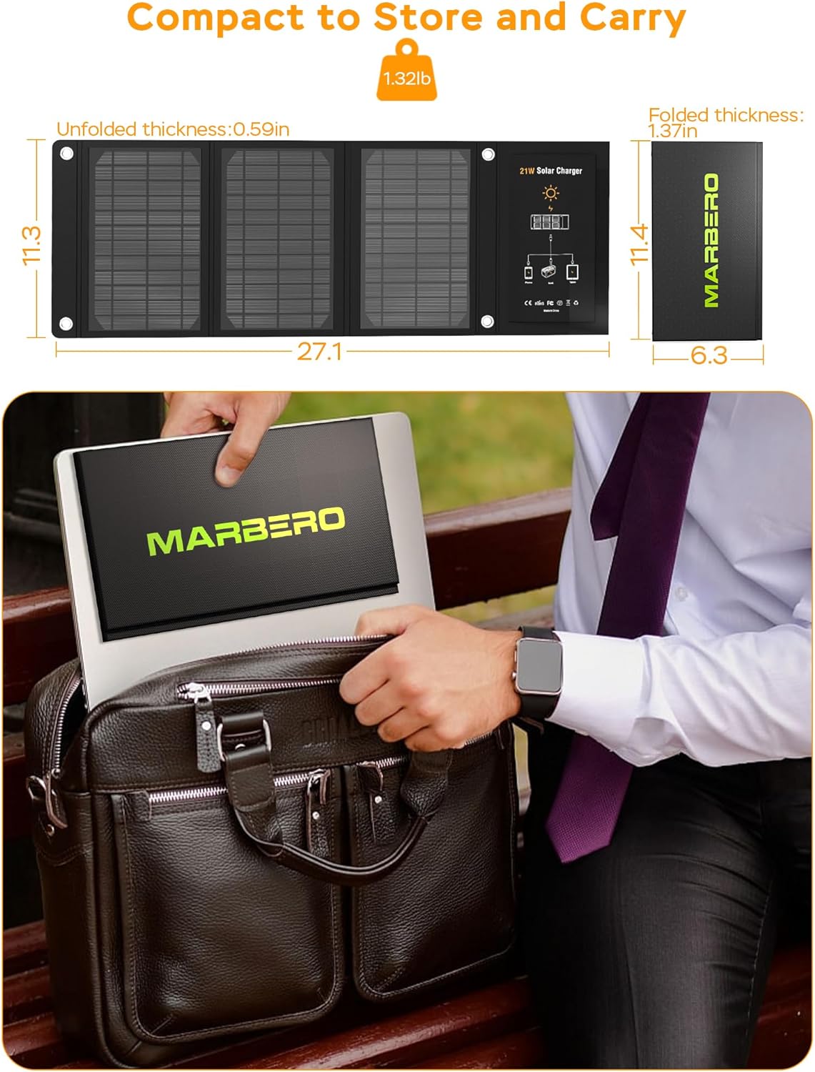 MARBERO 21W Portable Solar Panel