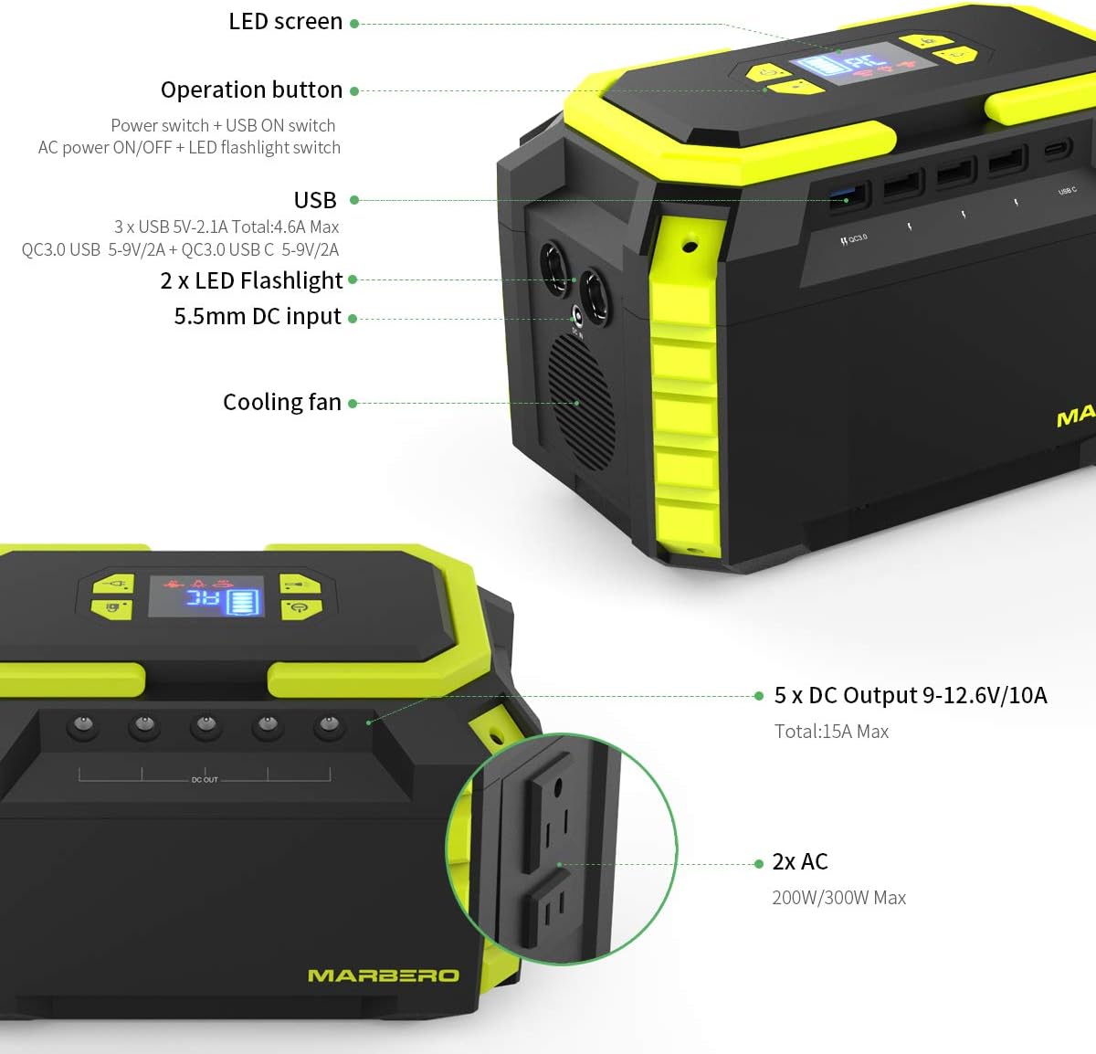 MARBERO 222Wh Portable Power Station