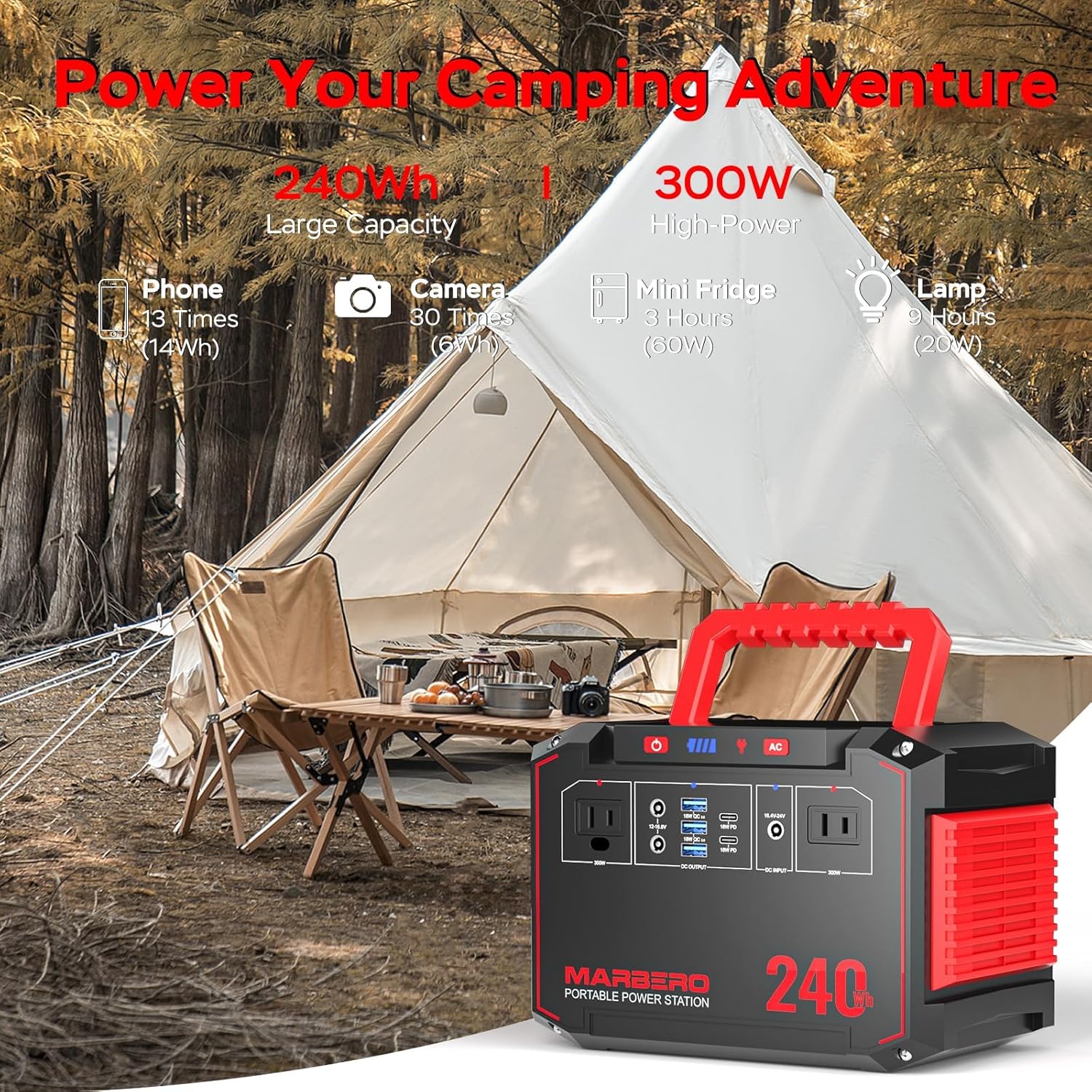 MARBERO 240Wh Solar Generator with 60W Solar Panel Included