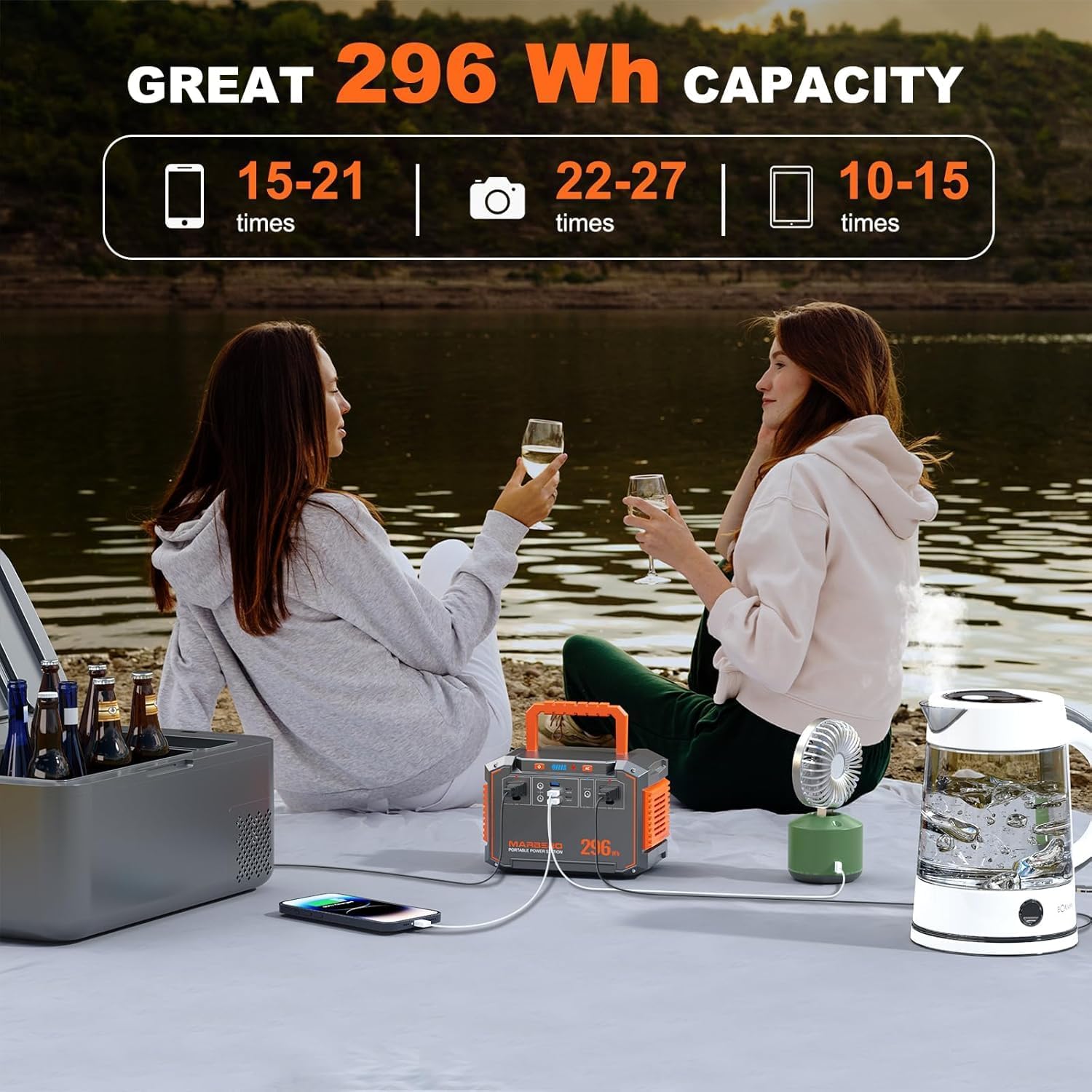 MARBERO 296Wh Solar Generator with 60W Solar Panel Included