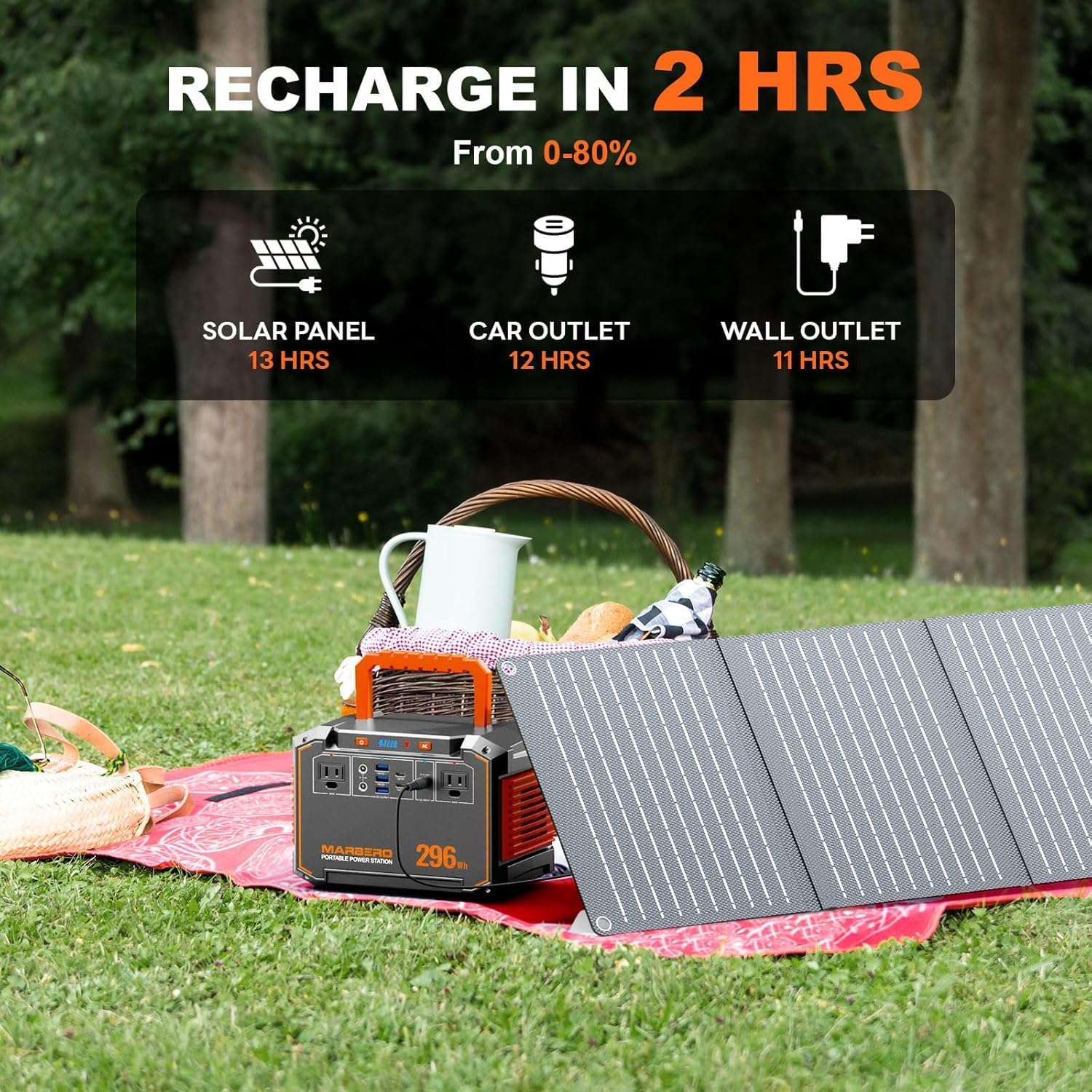 MARBERO 296Wh Solar Generator with 60W Solar Panel Included