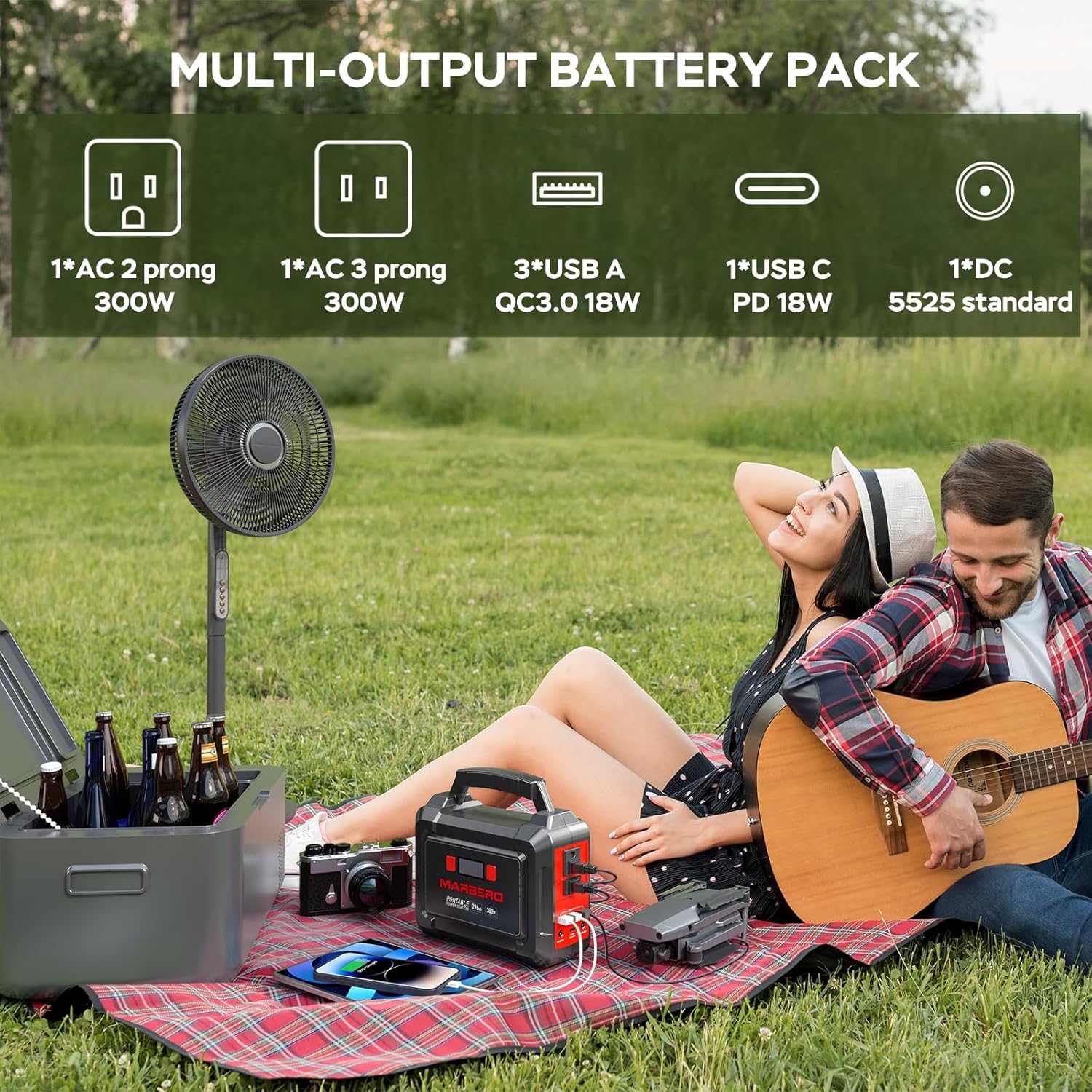 MARBERO 300W Solar Generator with 60W Solar Panel