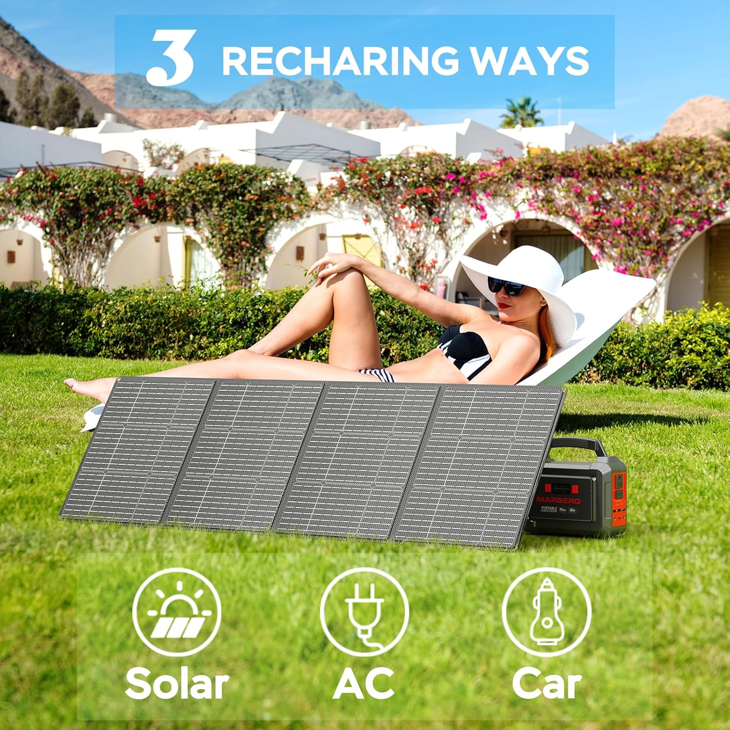 MARBERO 300W Solar Generator with 60W Solar Panel