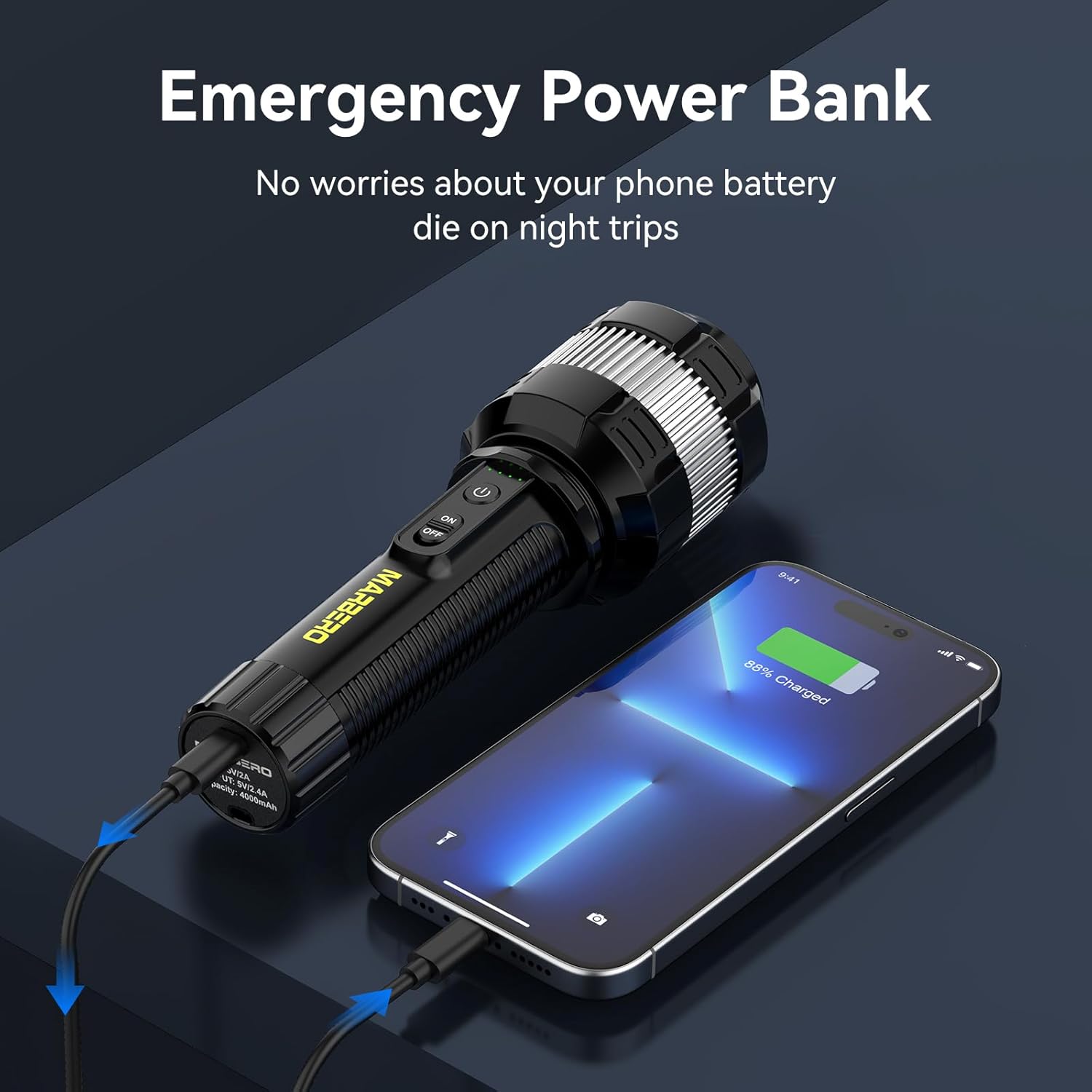 MARBERO 4000mAh Rechargeable Flashlight
