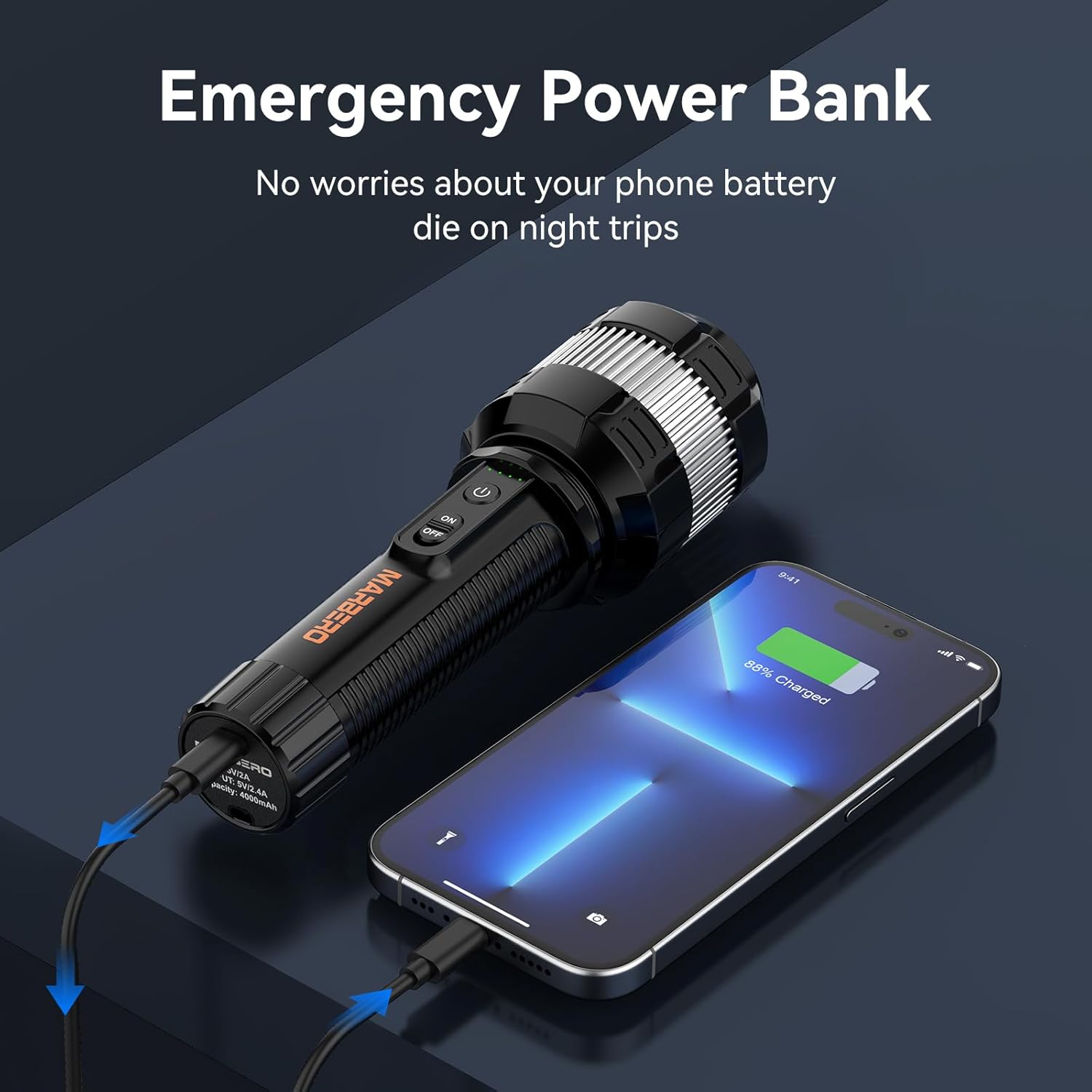 MARBERO 4000mAh Rechargeable Flashlight