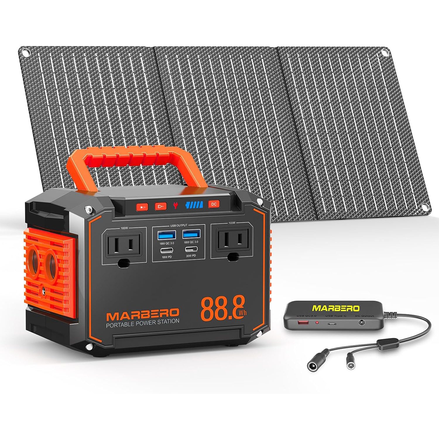 MARBERO 88.8Wh Portable Power Station with 30W Solar Panel Included