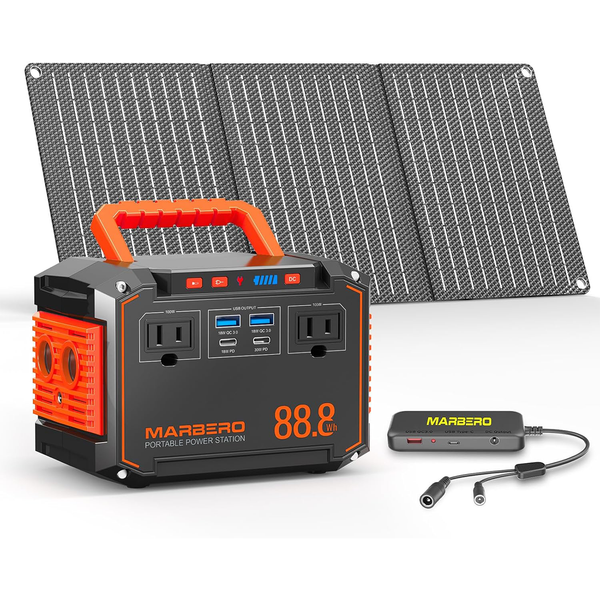 MARBERO 88.8Wh Portable Power Station with 30W Solar Panel