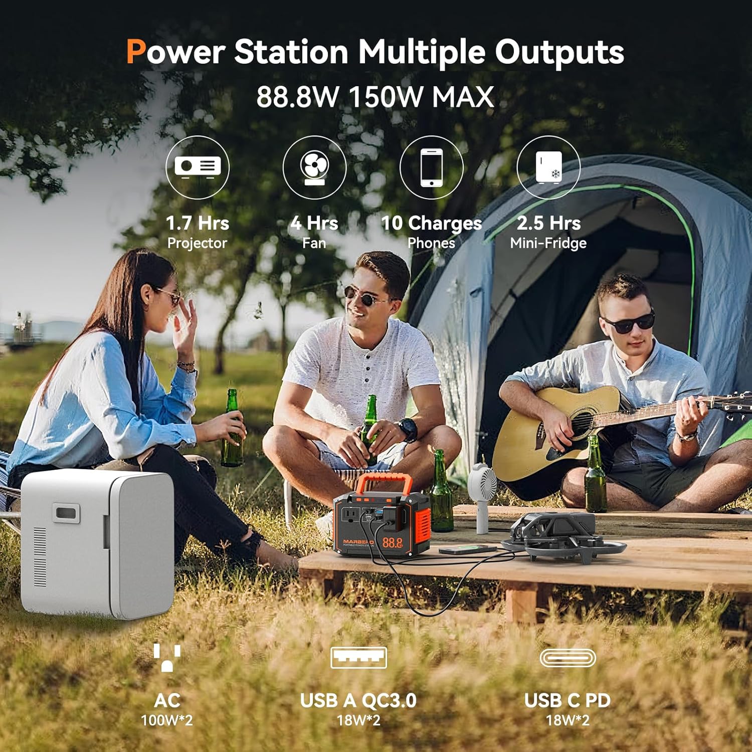 MARBERO 88.8Wh Portable Power Station with 30W Solar Panel Included