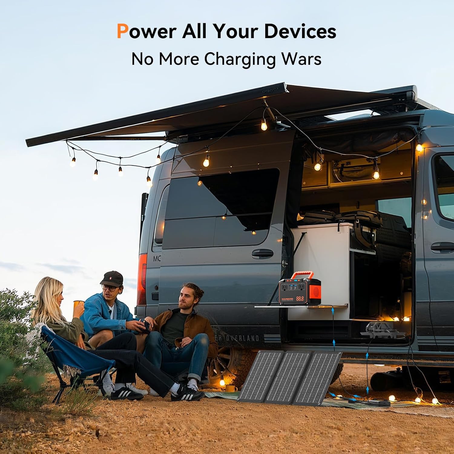 MARBERO 88.8Wh Portable Power Station with 30W Solar Panel Included