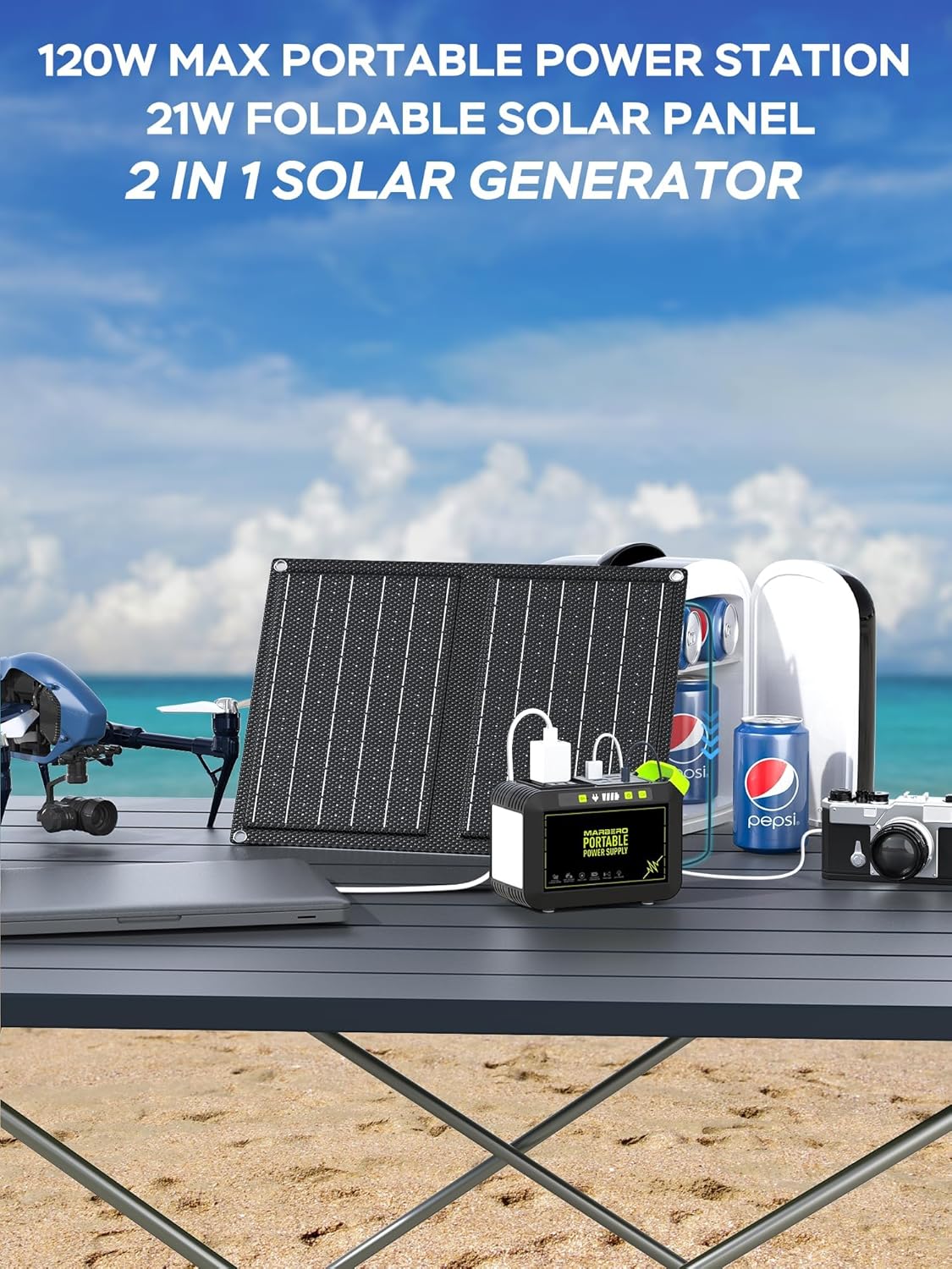 MARBERO 88.8Wh Solar Generator with 21W Solar Panel Included