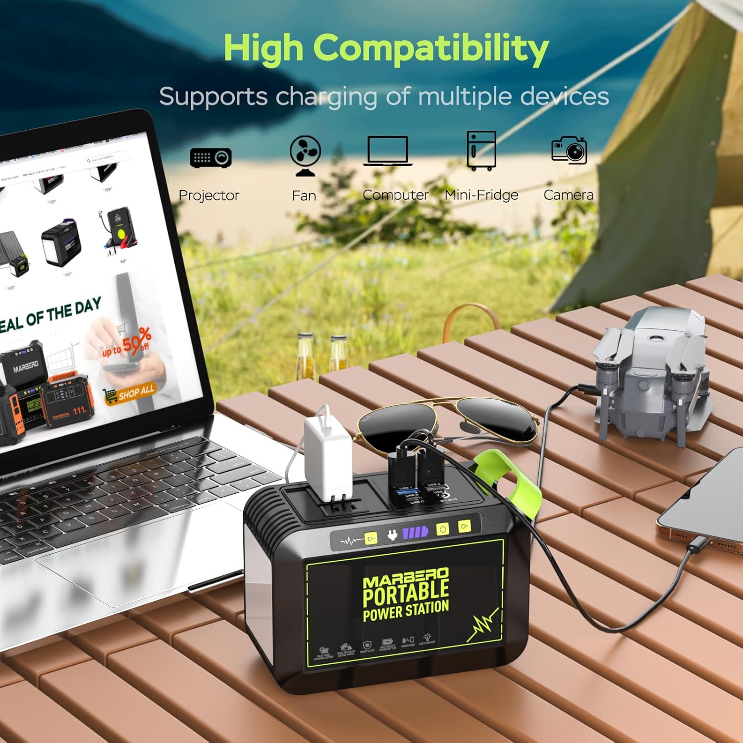 MARBERO 88.8Wh Solar Generator with 25W Solar Panel Included