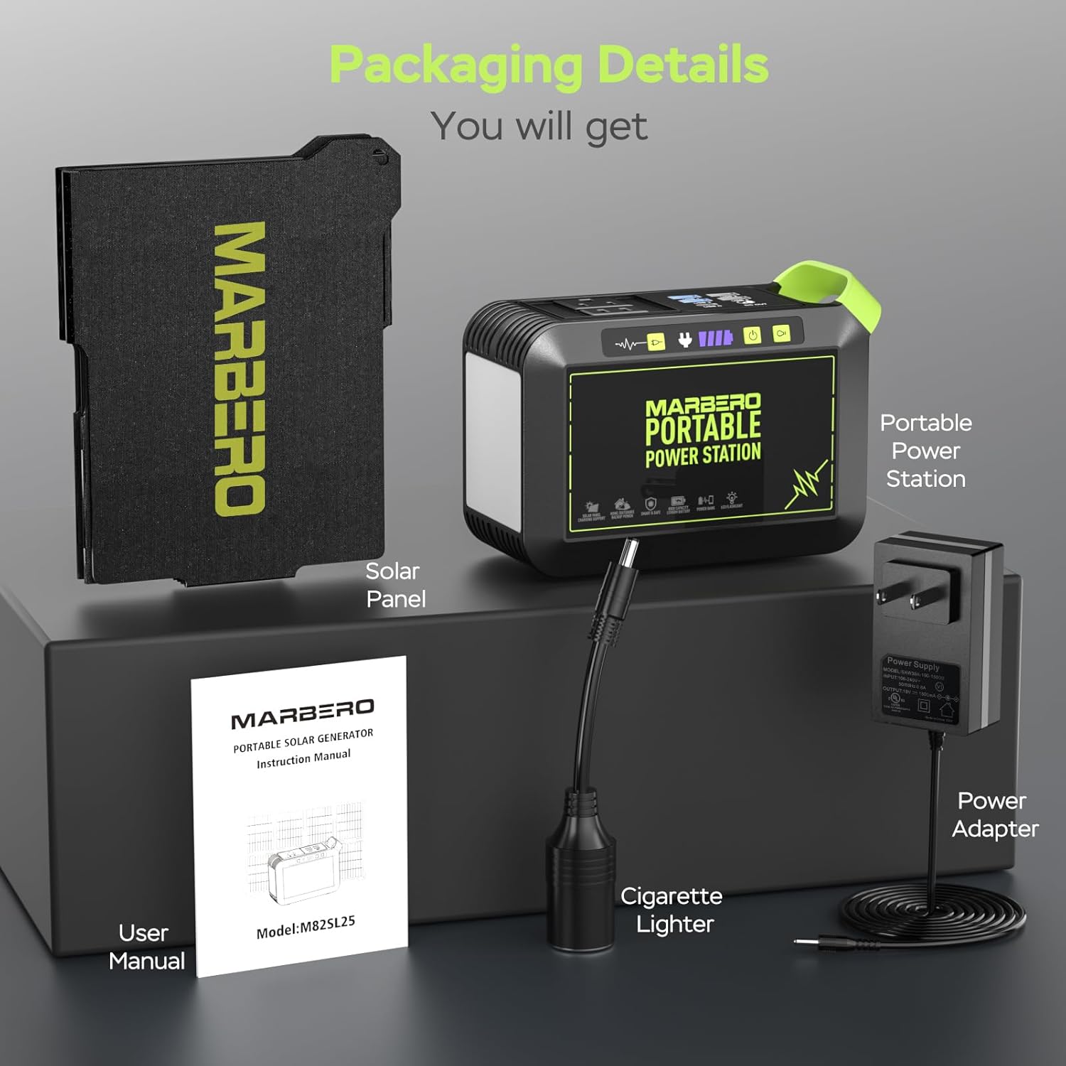 MARBERO 88.8Wh Solar Generator with 25W Solar Panel Included